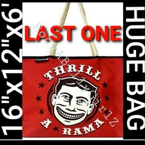 Sourpuss Vintage Coney Island Carnival ThrillARama Funny Face Purse Rope Handle